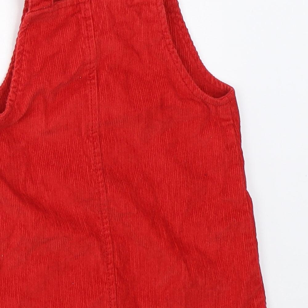 F&F Girls Red  Corduroy Pinafore/Dungaree Dress  Size 12-18 Months