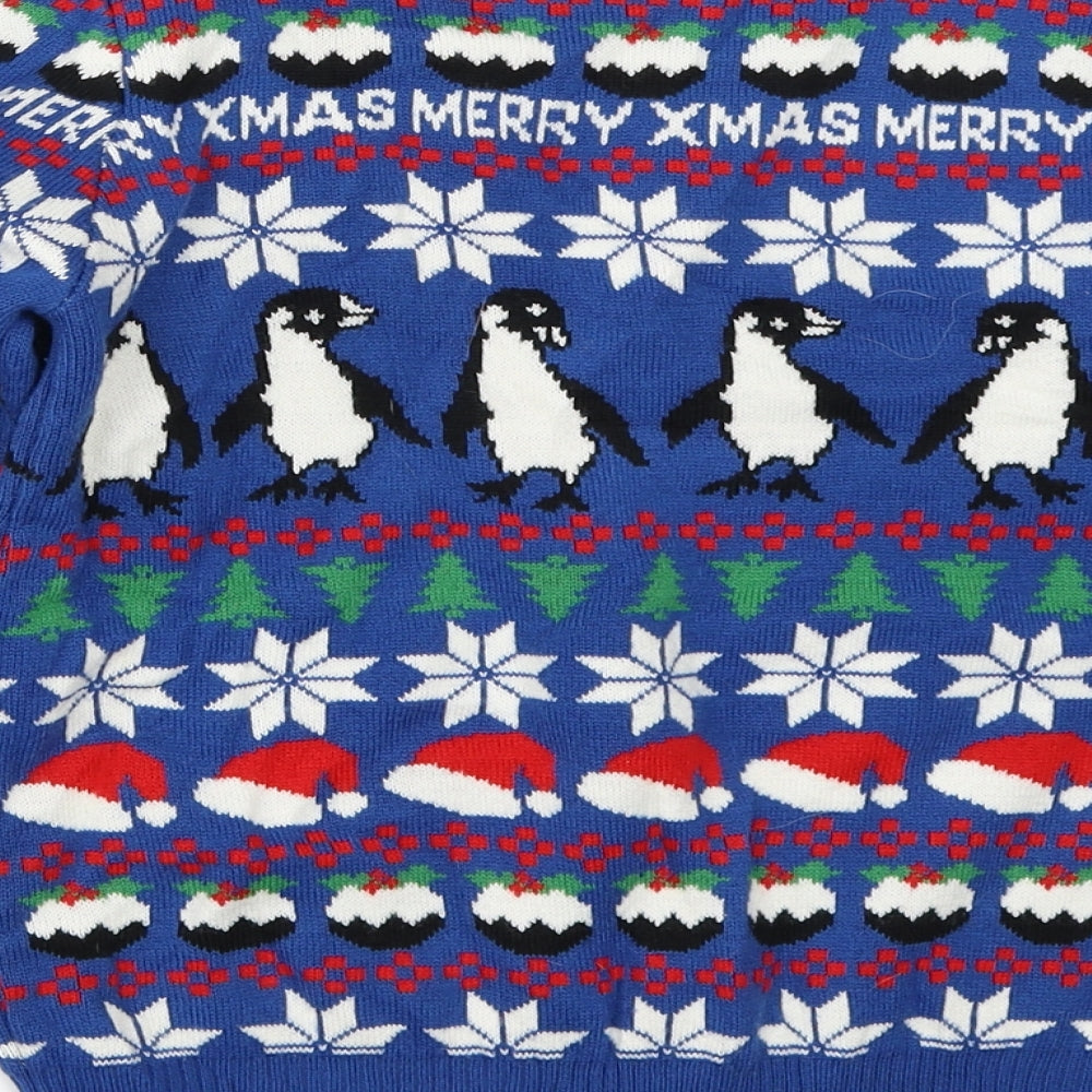 Lily & Dan Boys Blue Fair Isle  Pullover Jumper Size 11-12 Years  - christmas