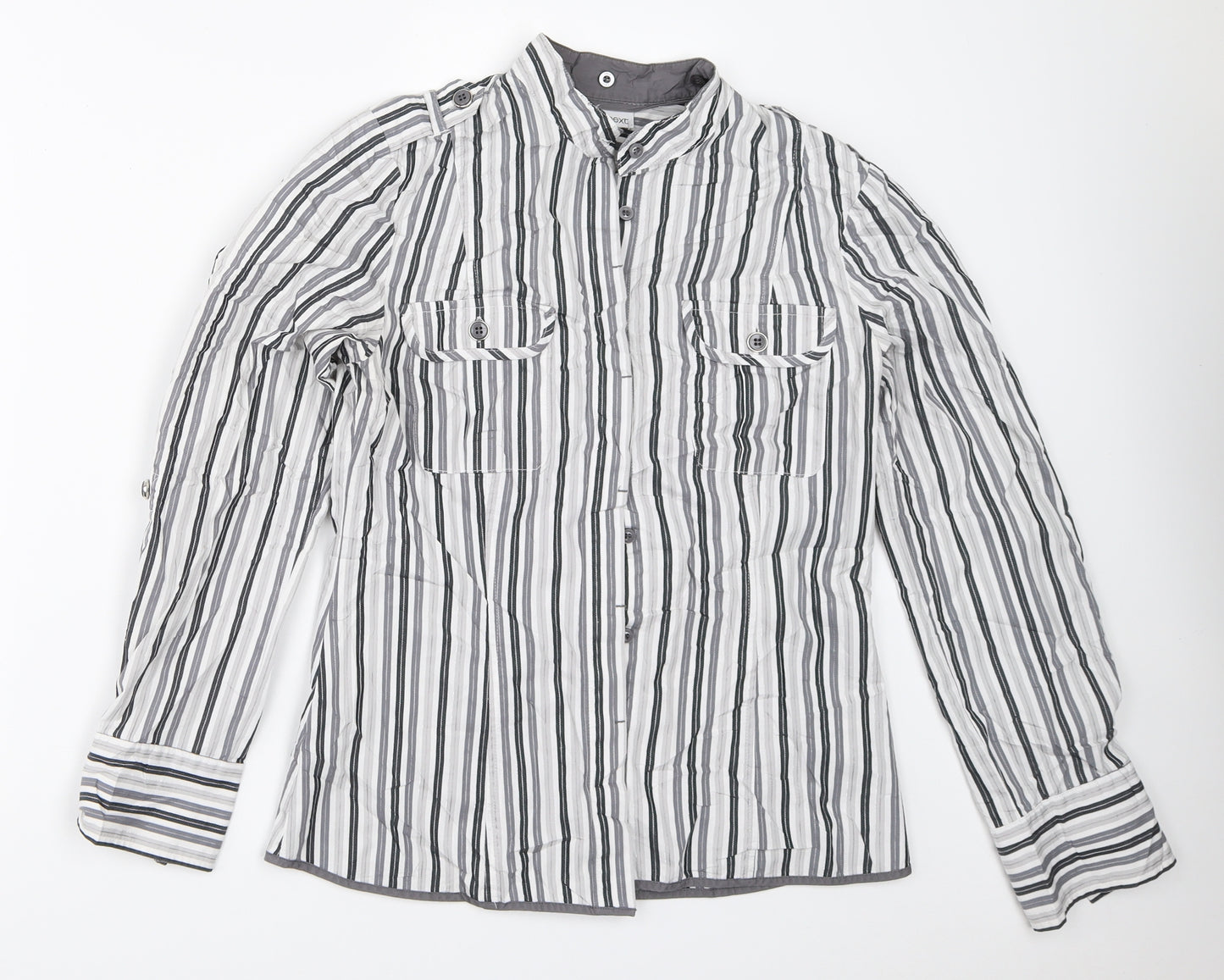 NEXT Womens Grey Striped  Basic Button-Up Size 12