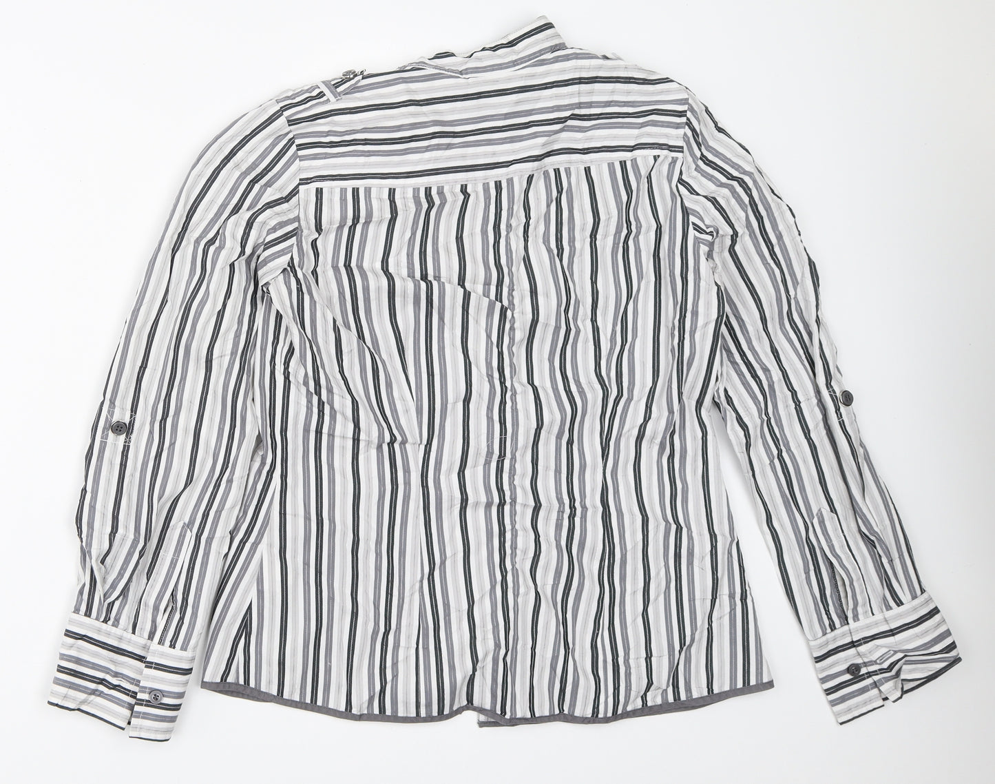 NEXT Womens Grey Striped  Basic Button-Up Size 12