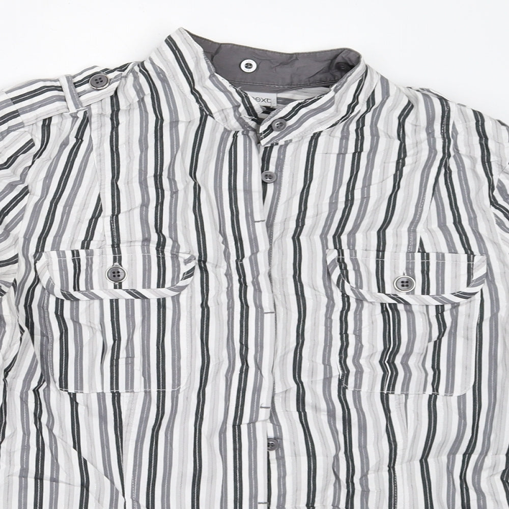NEXT Womens Grey Striped  Basic Button-Up Size 12