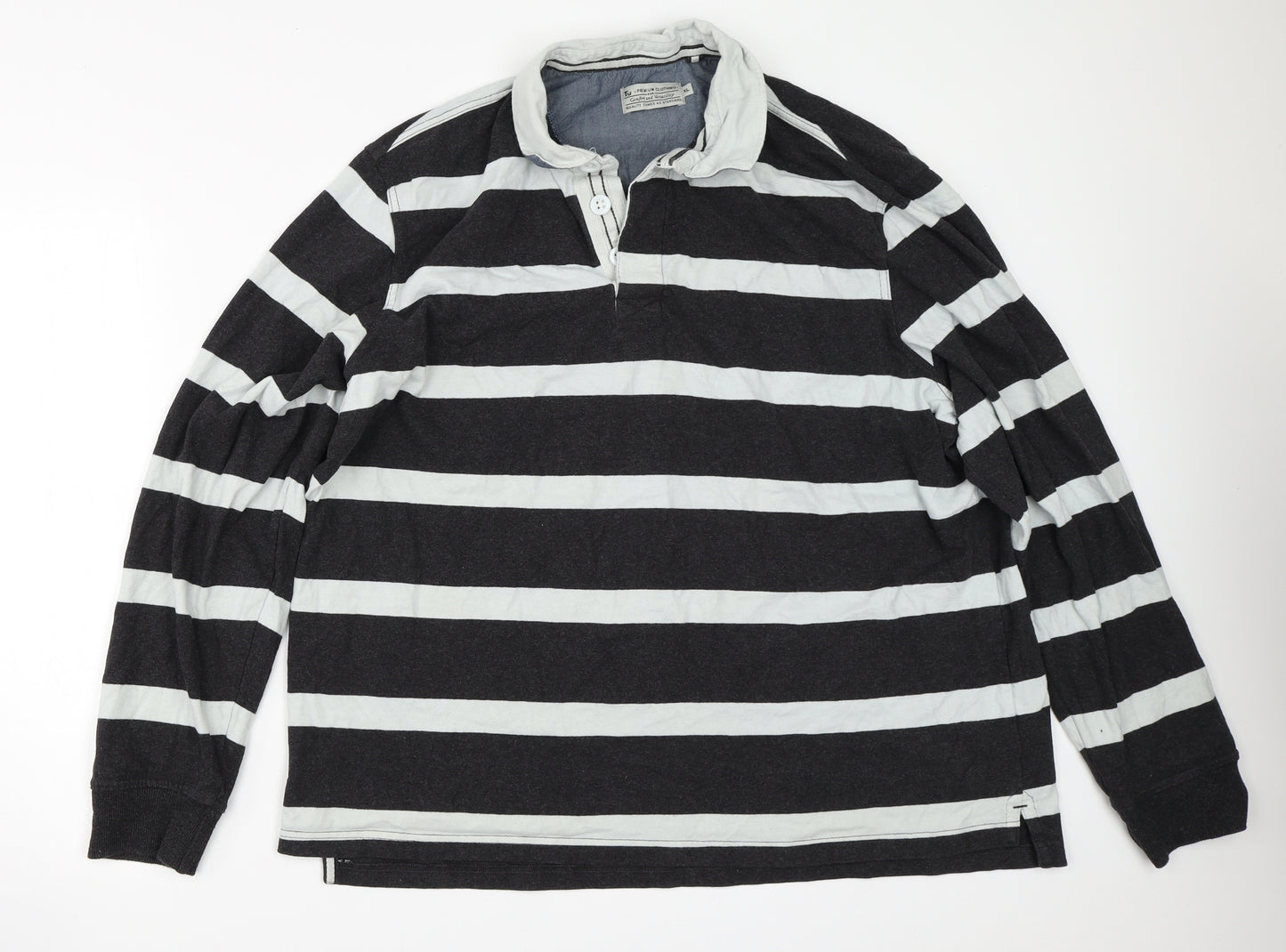 TU Mens Grey Striped  Pullover Sweatshirt Size XL