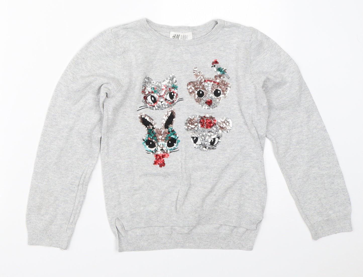 H&M Girls Grey   Pullover Jumper Size 5-6 Years