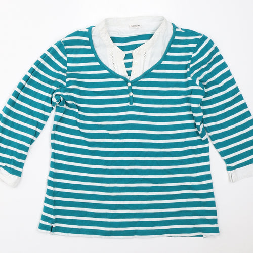 Damart Womens Blue Striped  Basic T-Shirt Size 10