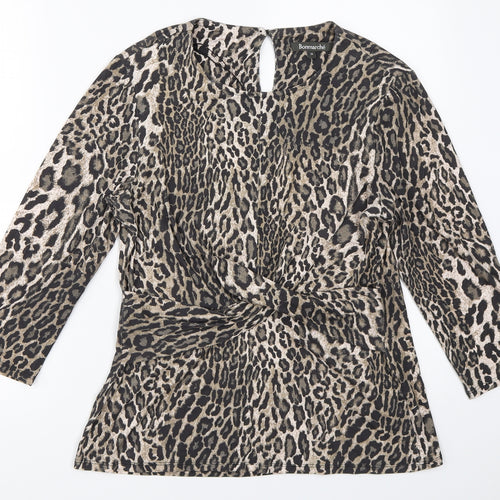 Bonmarché Womens Brown Animal Print  Basic T-Shirt Size 12