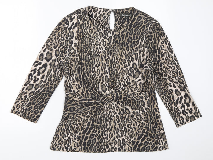 Bonmarché Womens Brown Animal Print Basic T-Shirt Size 12