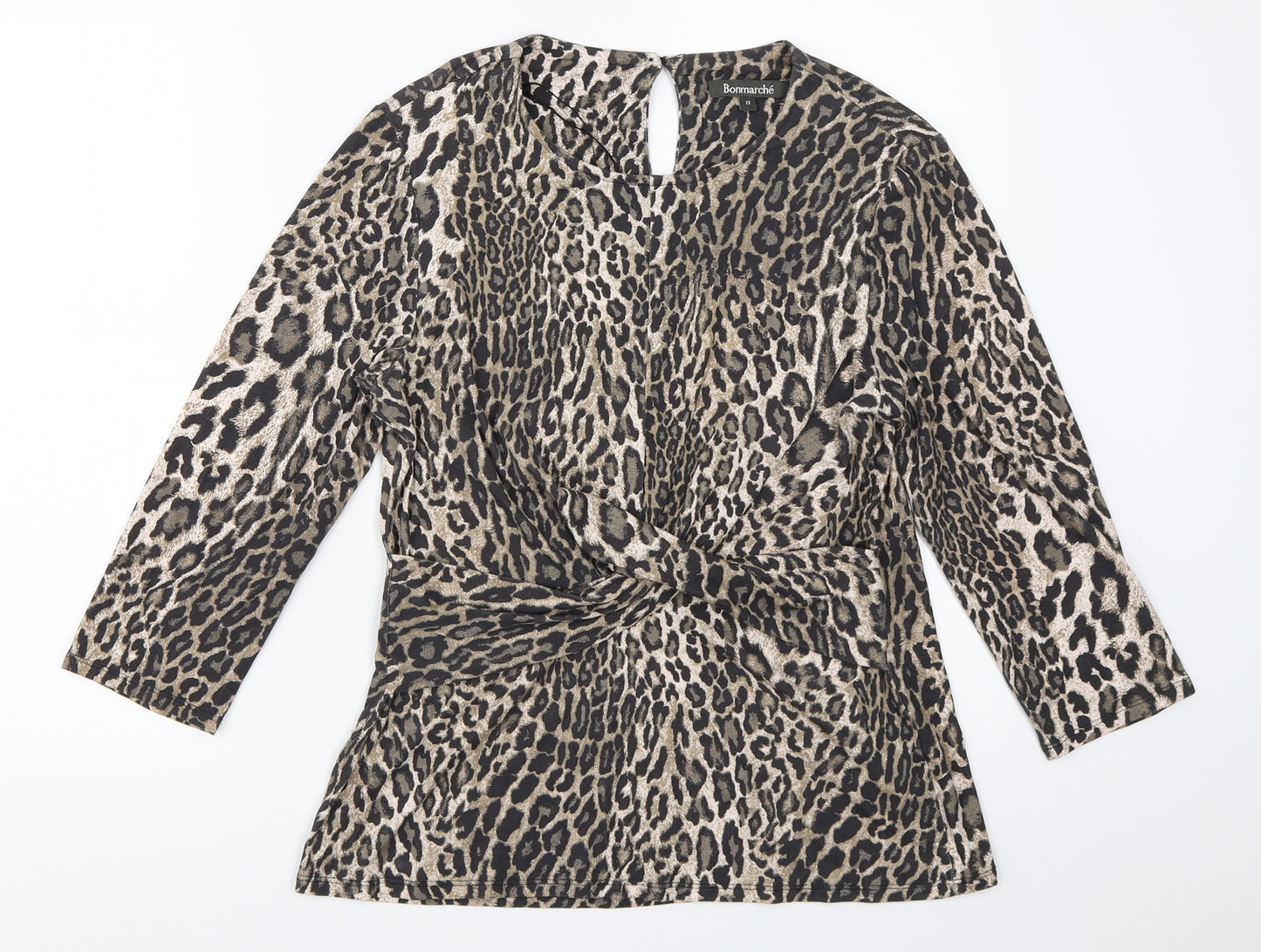 Bonmarché Womens Brown Animal Print  Basic T-Shirt Size 12