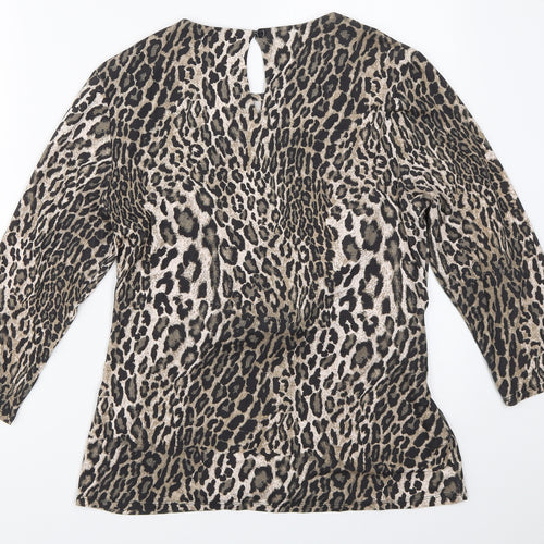 Bonmarché Womens Brown Animal Print  Basic T-Shirt Size 12