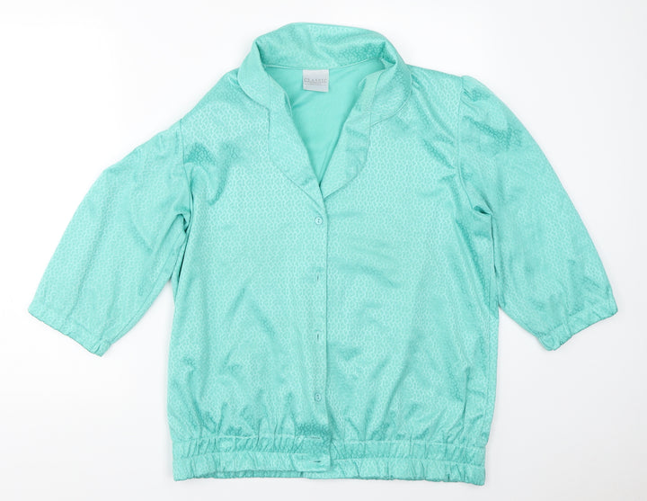 Classic Woman Womens Green   Basic Button-Up Size 12