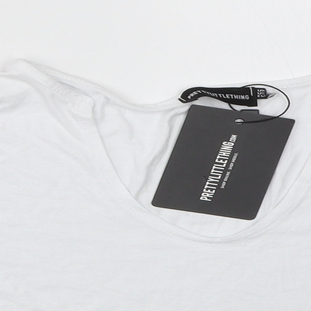 PRETTYLITTLETHING Womens White   Cropped T-Shirt Size 16