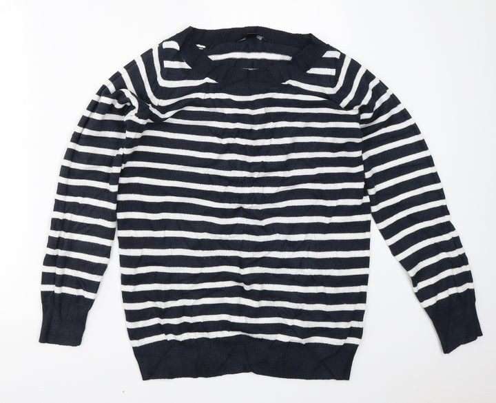 ESMARA Womens Blue Striped Pullover Jumper Size S
