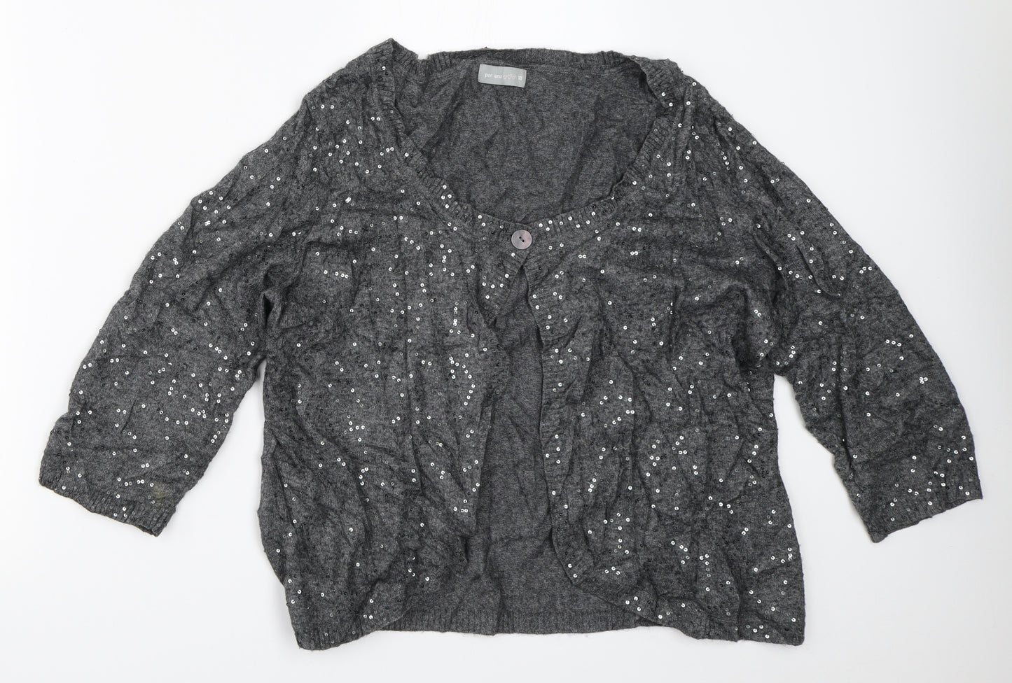 Per Una Womens Grey   Cardigan Jumper Size 18
