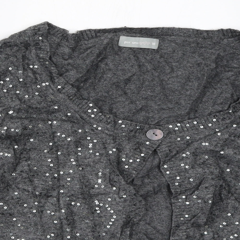 Per Una Womens Grey   Cardigan Jumper Size 18
