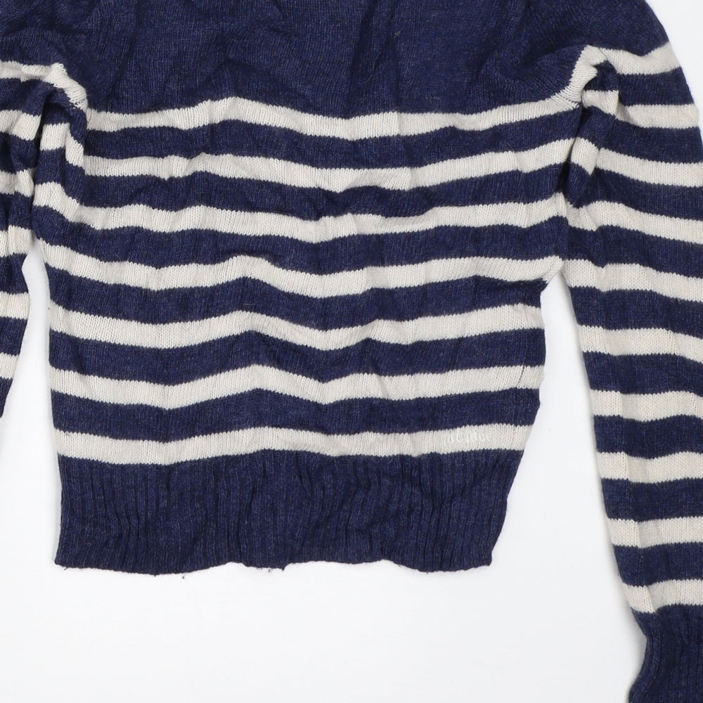Fat Face Womens Blue Striped  Cardigan Jumper Size 10