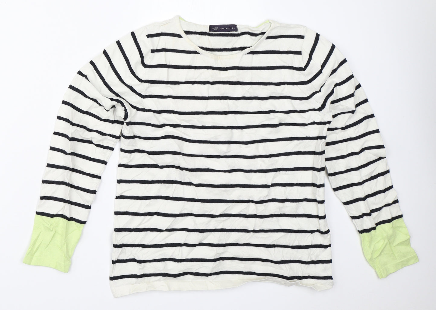 Marks and Spencer Womens White Striped  Pullover Jumper Size 12