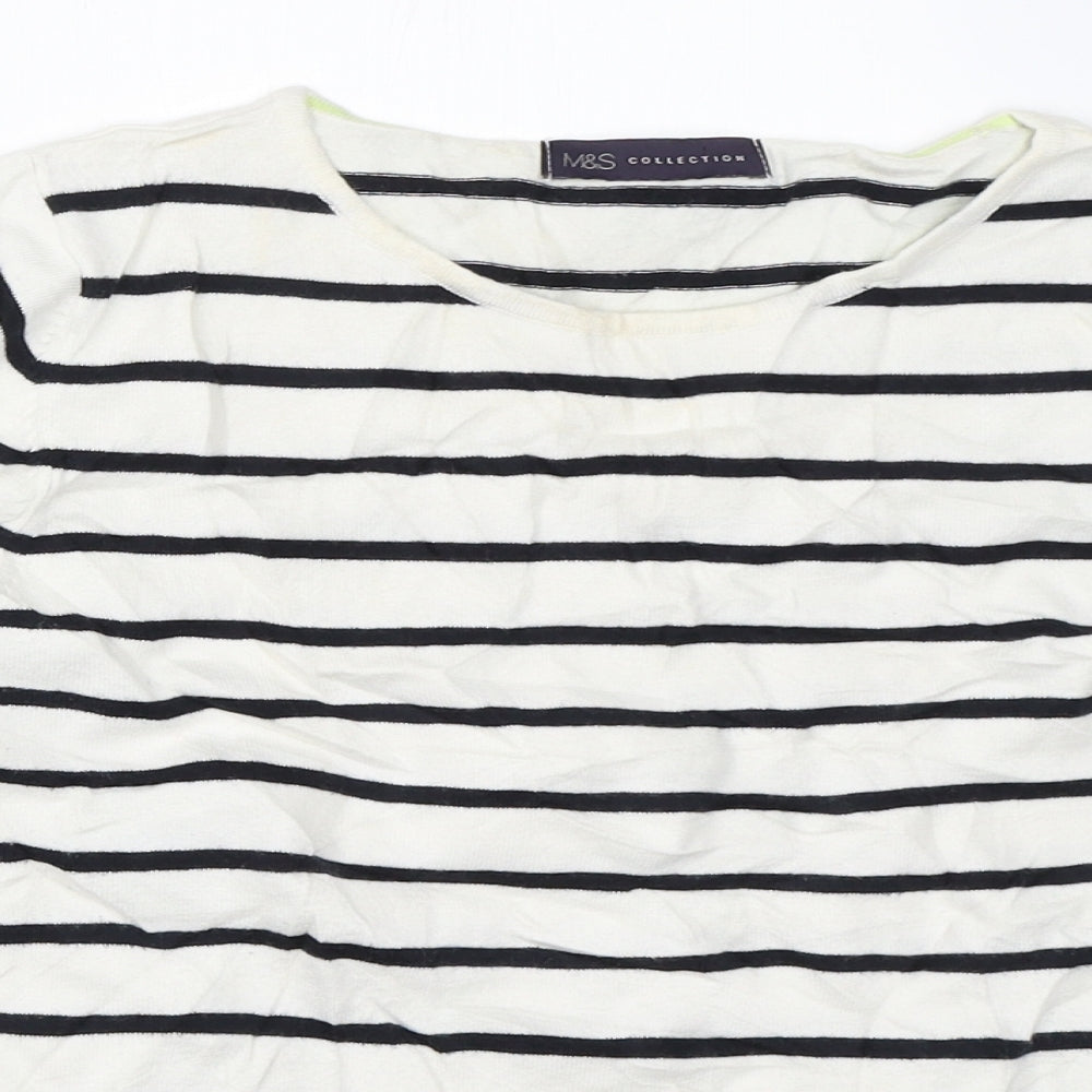 Marks and Spencer Womens White Striped  Pullover Jumper Size 12