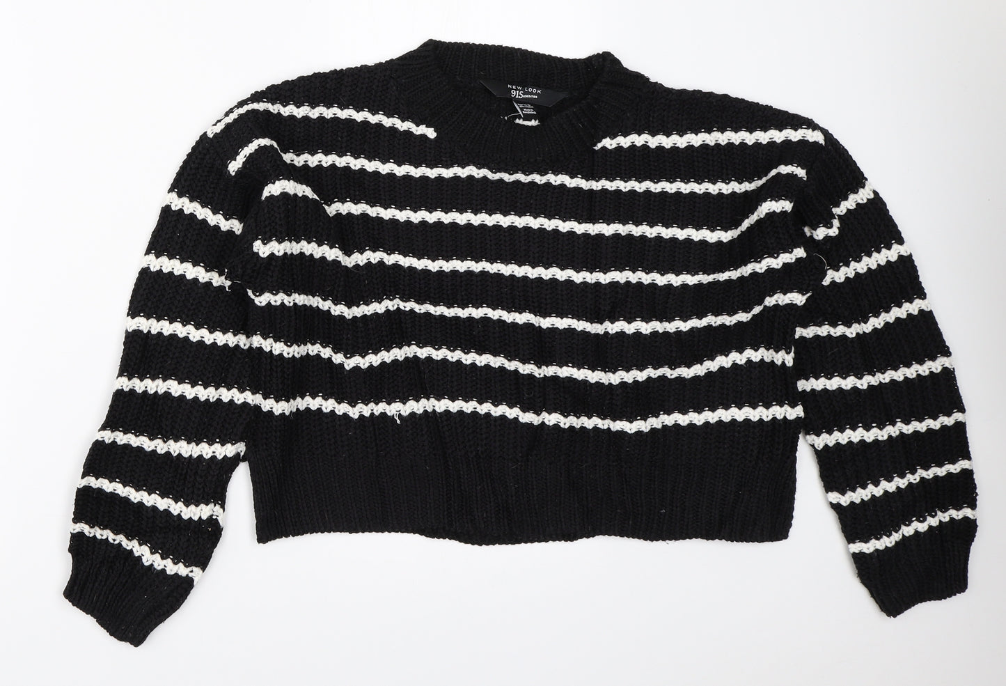 New Look Girls Black Striped  Pullover Jumper Size 14-15 Years