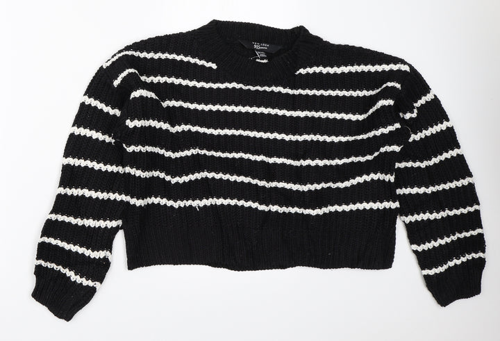 New Look Girls Black Striped  Pullover Jumper Size 14-15 Years