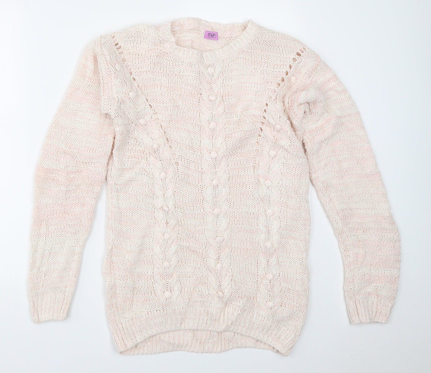 F&F Girls Pink   Pullover Jumper Size 13-14 Years