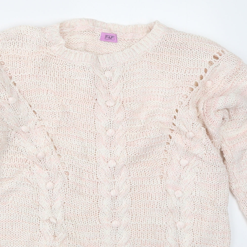 F&F Girls Pink   Pullover Jumper Size 13-14 Years