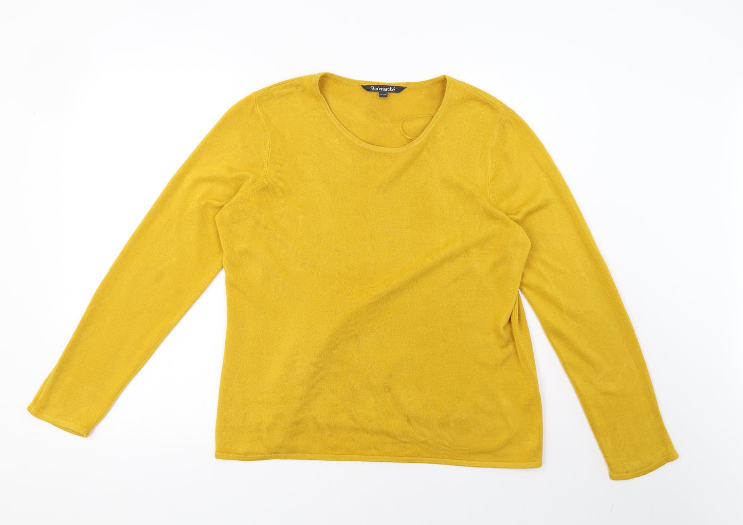 Bonmarché Womens Yellow  Knit Pullover Sweatshirt Size 18