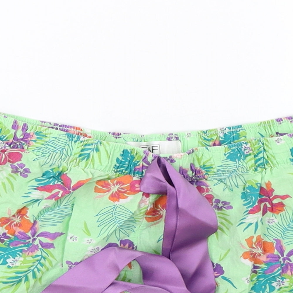 F&F Womens Green Floral   Sleep Shorts Size 8