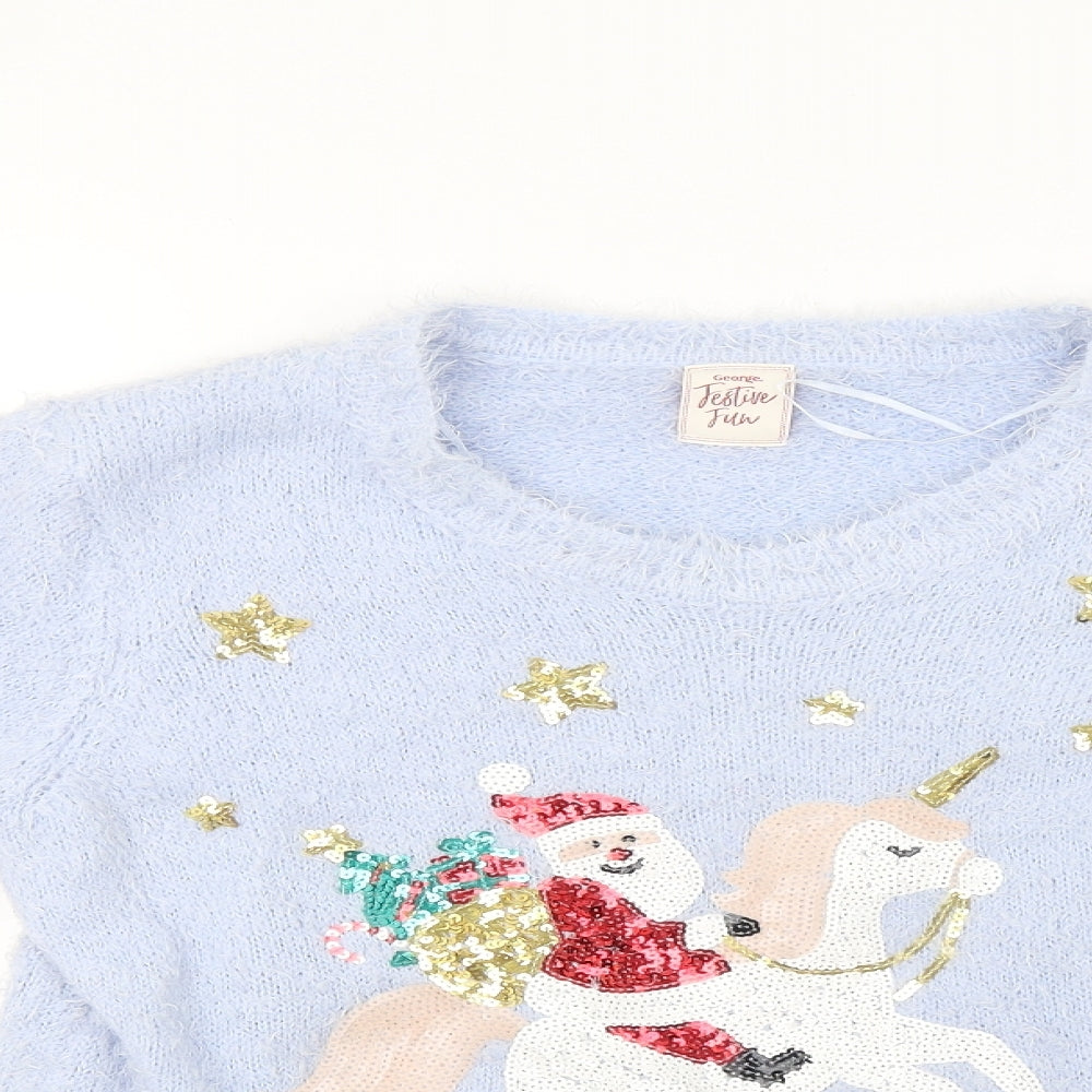 George Womens Blue   Pullover Sweatshirt Size 14  - christmas