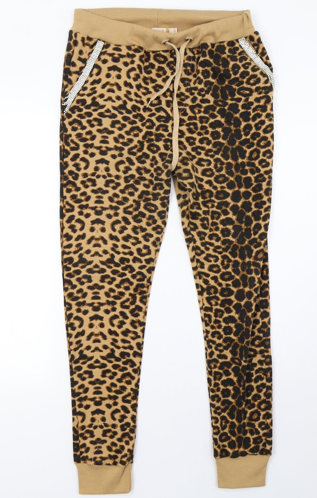 emma & ashley Womens Brown Animal Print  Jogger Trousers Size L L28 in