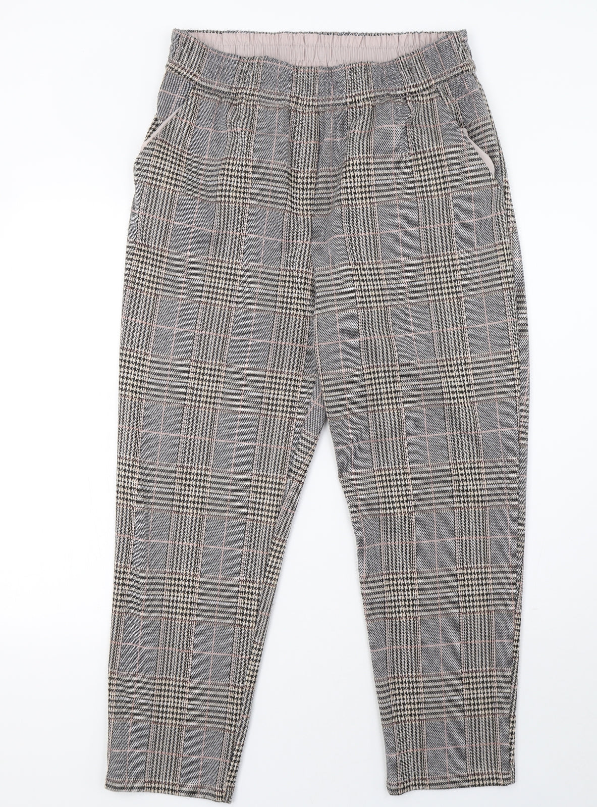 Primark Womens Grey Check  Trousers  Size 14 L28 in