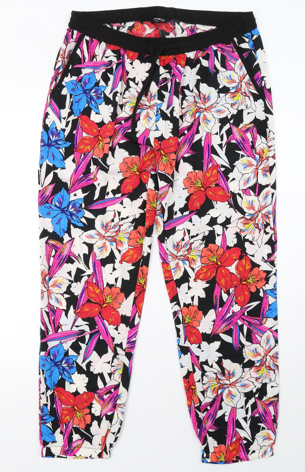 pep&co Womens Multicoloured Floral  Jogger Trousers Size 16 L28 in