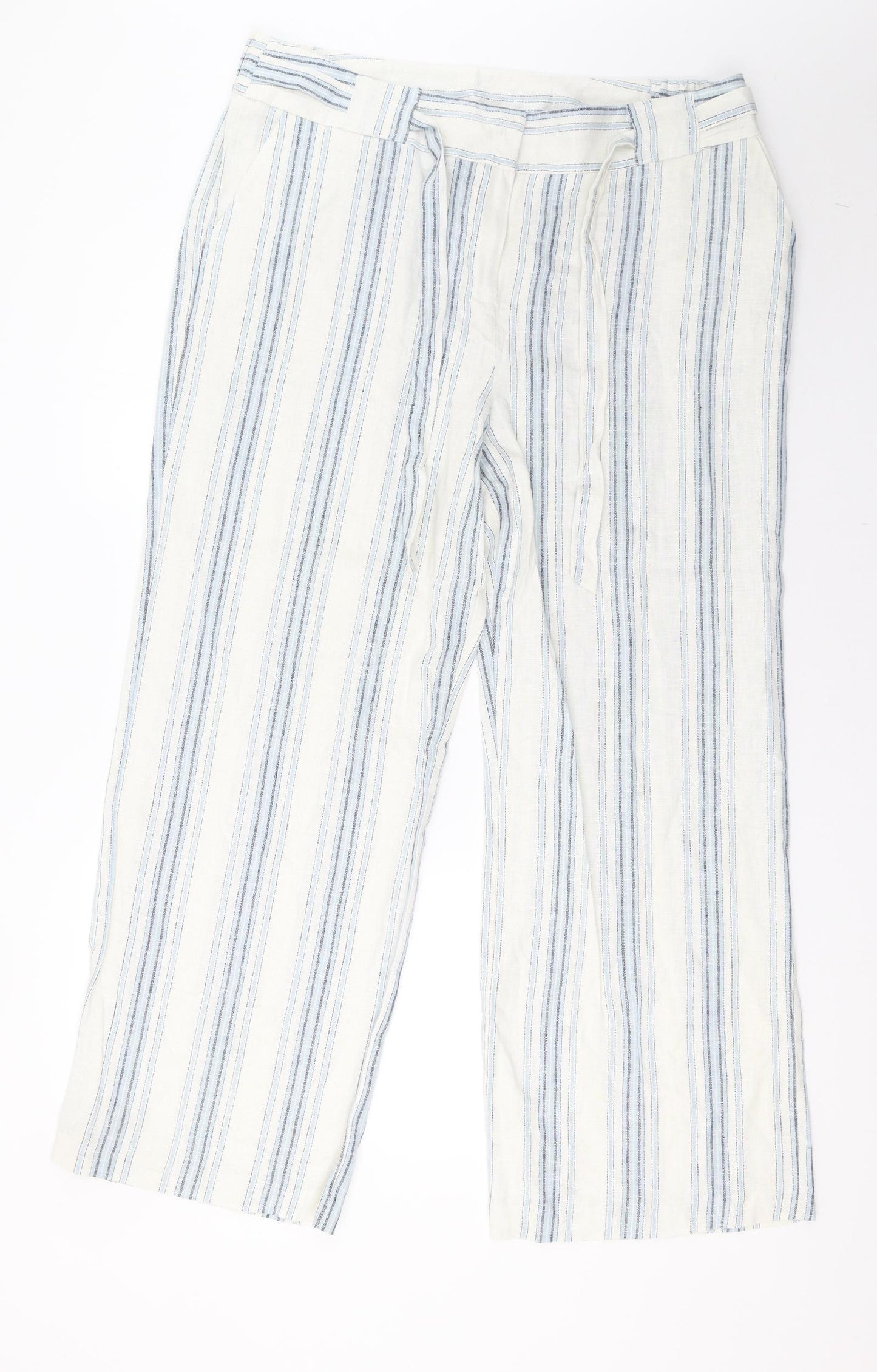 tailored Womens White Striped  Trousers  Size 18 L30 in
