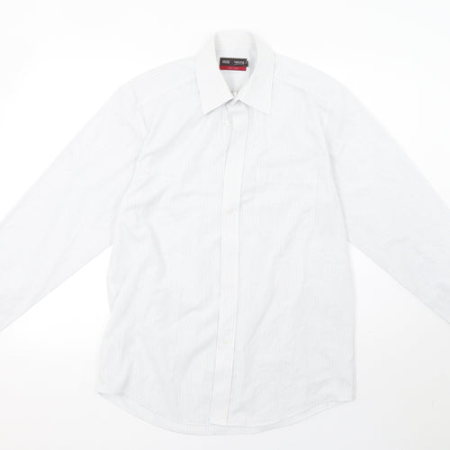 Marks and Spencer Mens White Striped   Button-Up Size 15