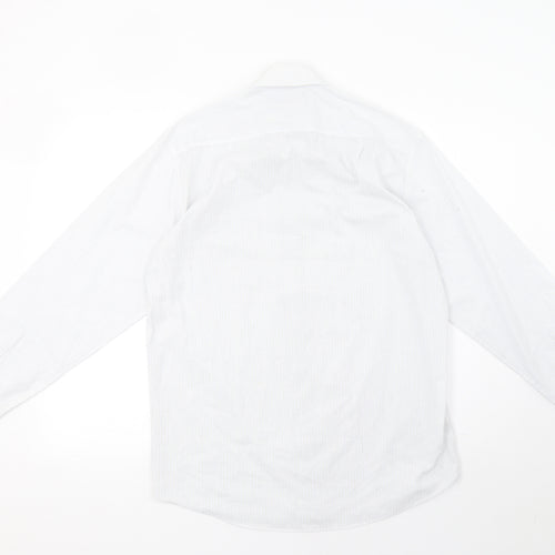 Marks and Spencer Mens White Striped   Button-Up Size 15
