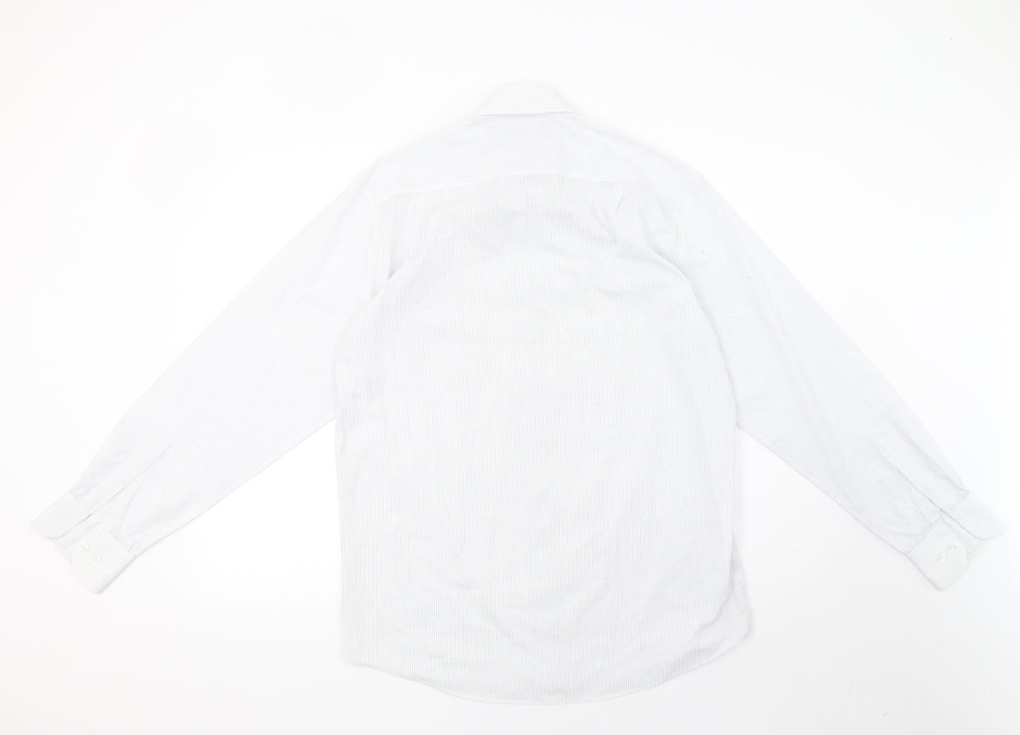 Marks and Spencer Mens White Striped   Button-Up Size 15
