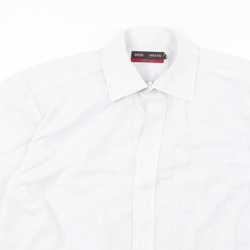 Marks and Spencer Mens White Striped   Button-Up Size 15