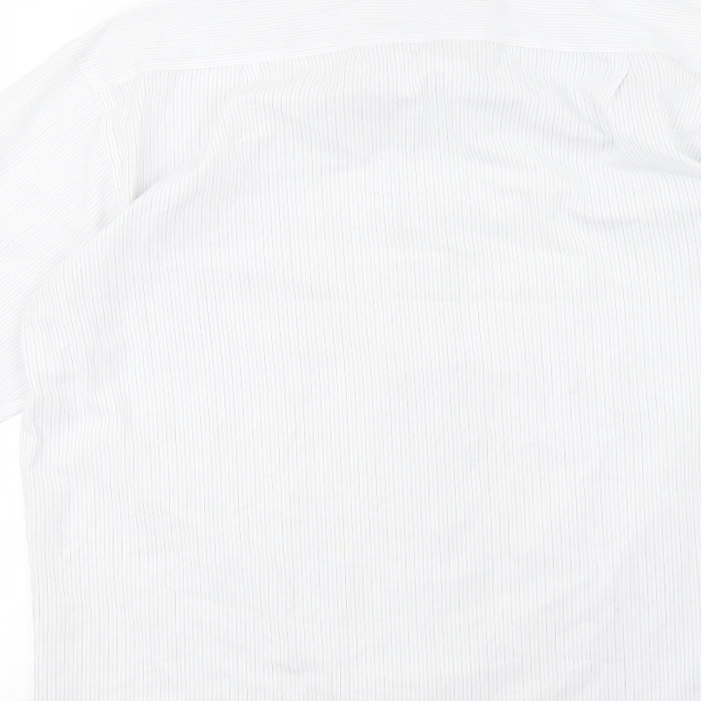 Marks and Spencer Mens White Striped   Button-Up Size 15