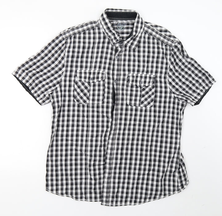 matal Mens White Check Button-Up Size XL