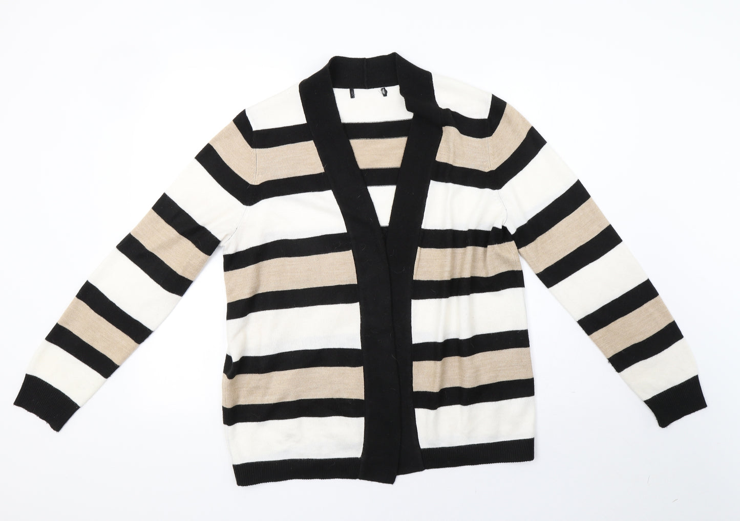 Matalan Womens White Striped Knit Cardigan Jumper Size 16