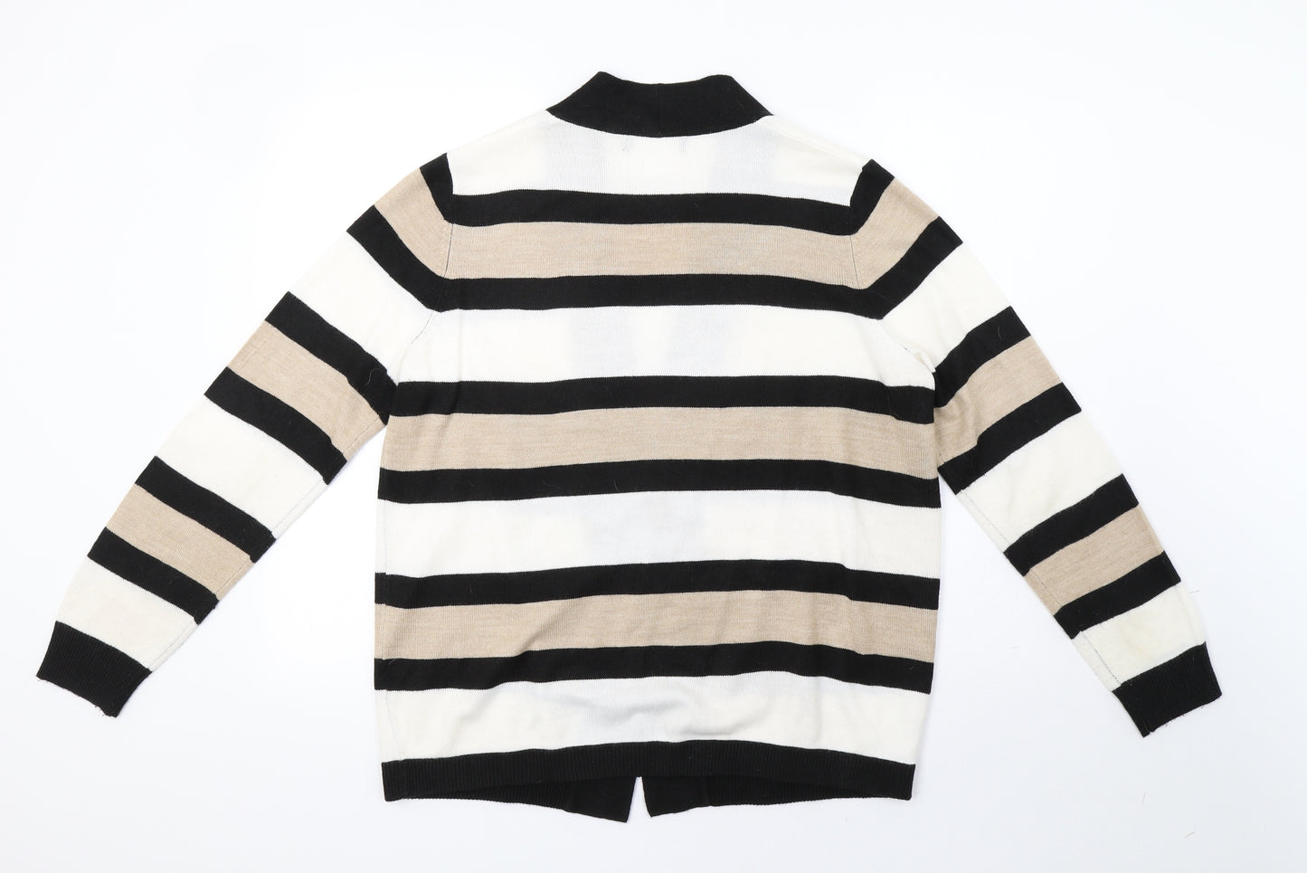 Matalan Womens White Striped Knit Cardigan Jumper Size 16