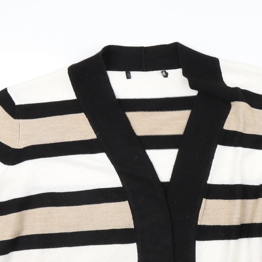 Matalan Womens White Striped Knit Cardigan Jumper Size 16