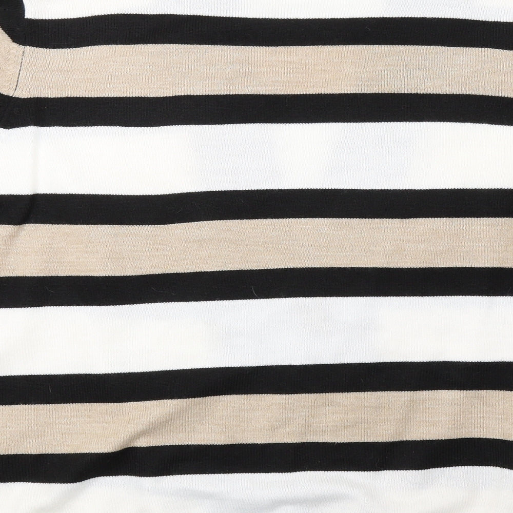 Matalan Womens White Striped Knit Cardigan Jumper Size 16
