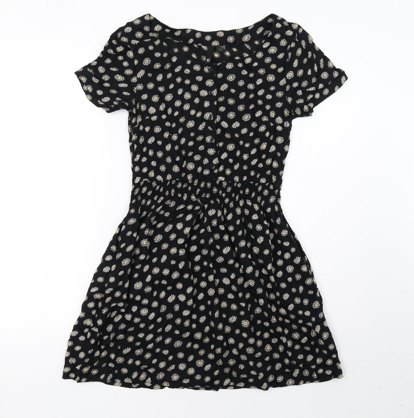 H&M Womens Black Polka Dot  A-Line  Size 10