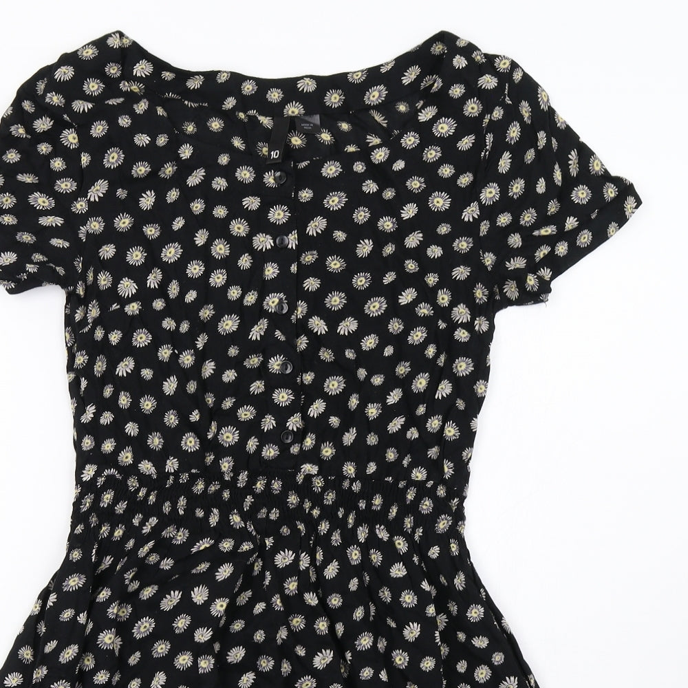 H&M Womens Black Polka Dot  A-Line  Size 10