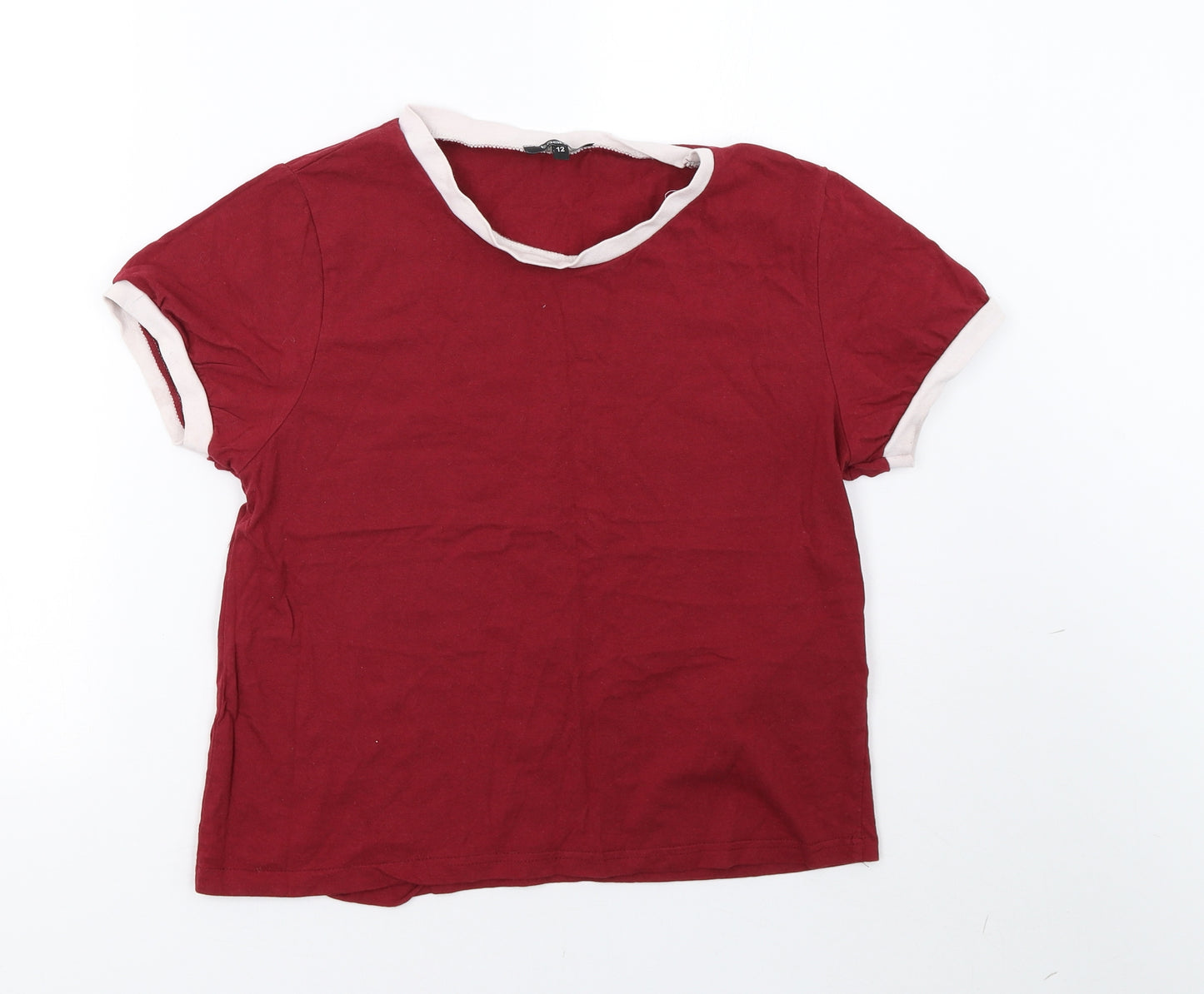 Boohoo Womens Red   Basic T-Shirt Size 12