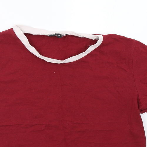 Boohoo Womens Red   Basic T-Shirt Size 12