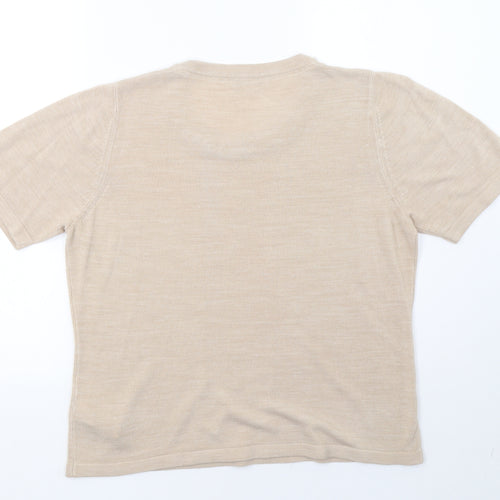 Marks and Spencer Womens Beige  Knit Basic T-Shirt Size 16