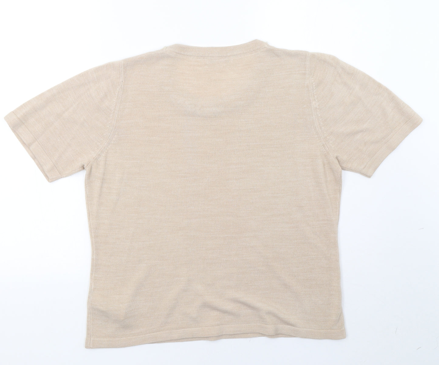 Marks and Spencer Womens Beige  Knit Basic T-Shirt Size 16