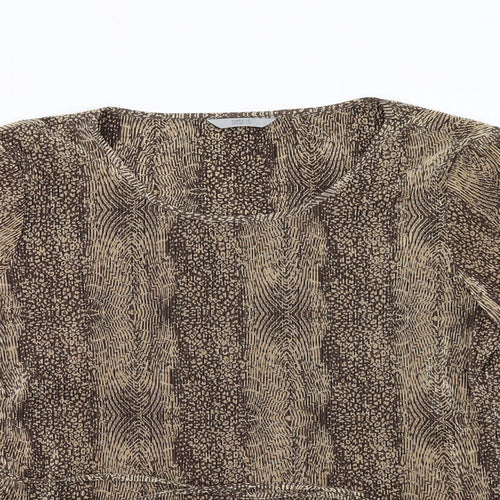 marks and Womens Brown Animal Print  Basic T-Shirt Size 16