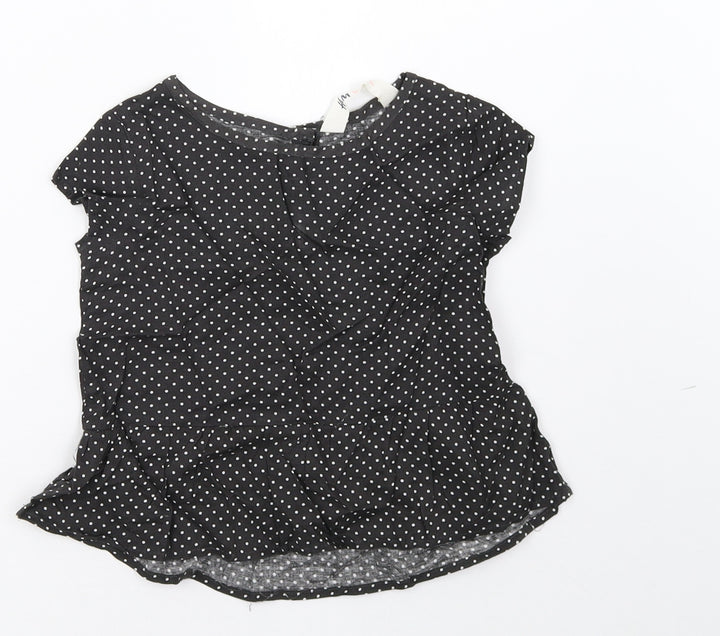 H&M Girls Black Polka Dot  Basic T-Shirt Size 2-3 Years