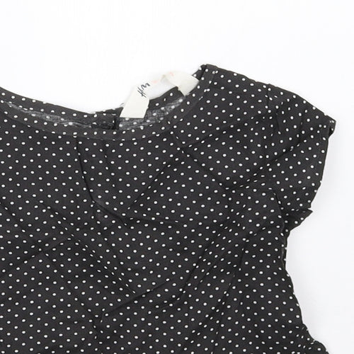 H&M Girls Black Polka Dot  Basic T-Shirt Size 2-3 Years